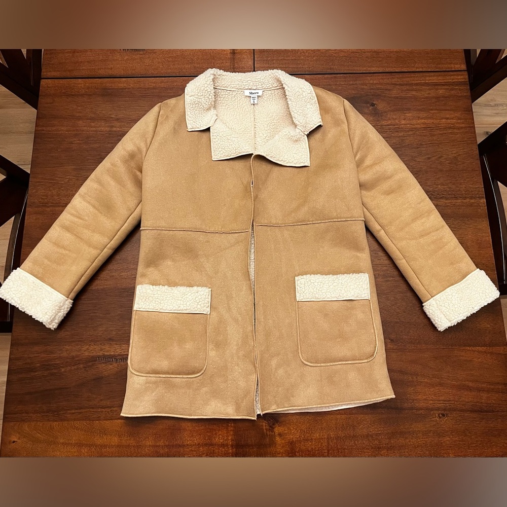 Tan Suede-like with Fleece Women’s Coat